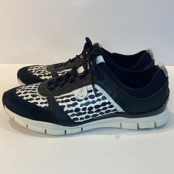 Geox Respira size 7 black and white snakeskin print leather suede neoprene inner - Picture 3 of 11
